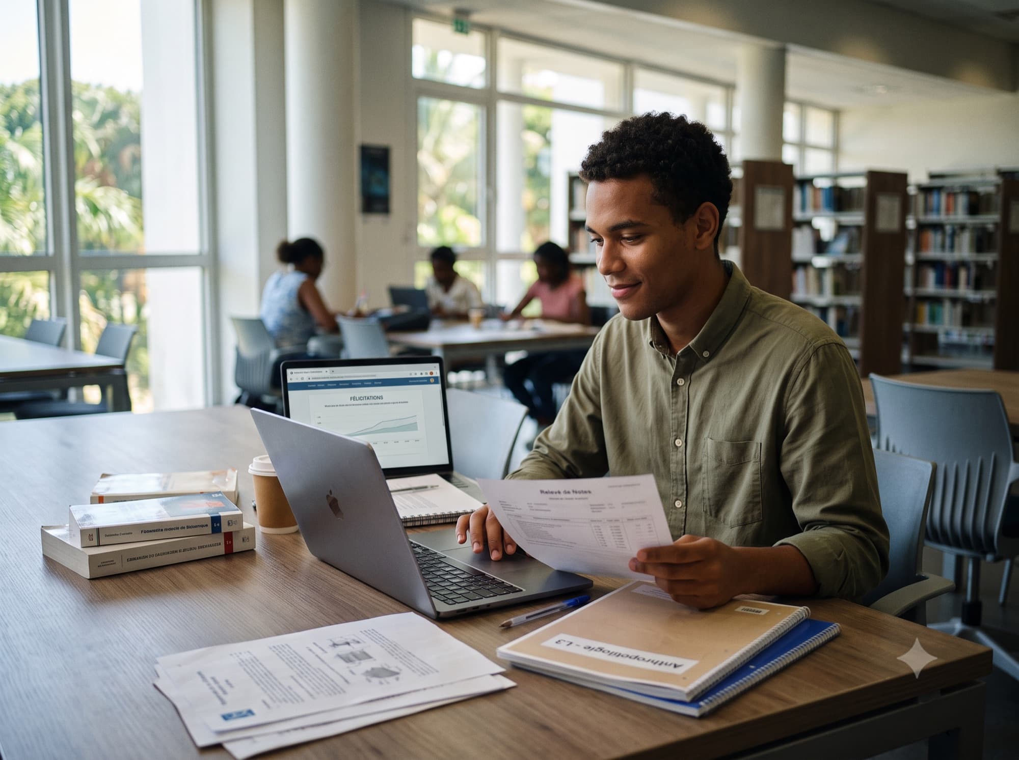 Étudiante souriante et confiante, satisfaite de ses résultats académiques
